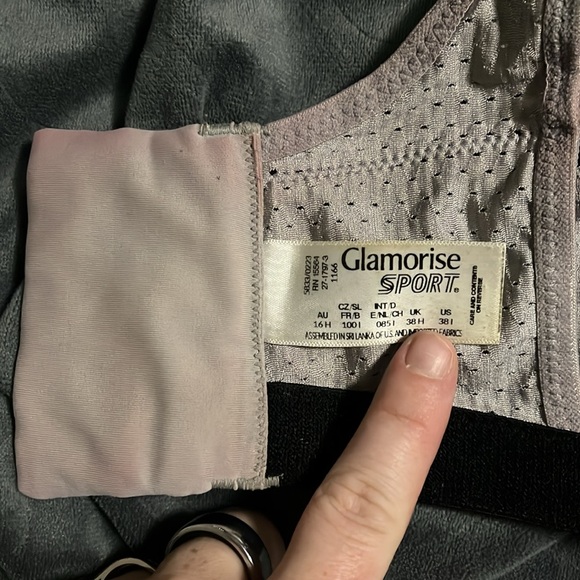 Two Glamorise Black Blue Sports Bras 38i High Impact Wire Free Adjustable Panel - Picture 3 of 5